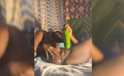Horny Girl Using Cucumber on Her Pussy