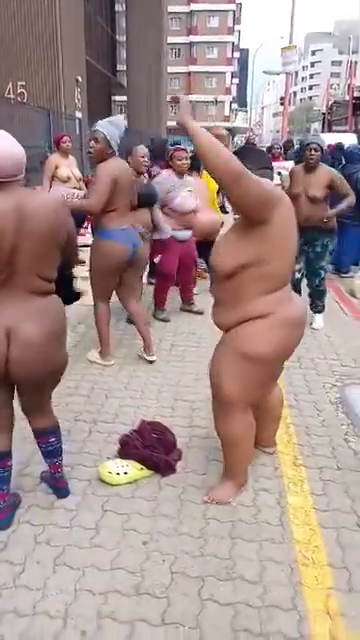 SACSAAWU Members Protesting Naked