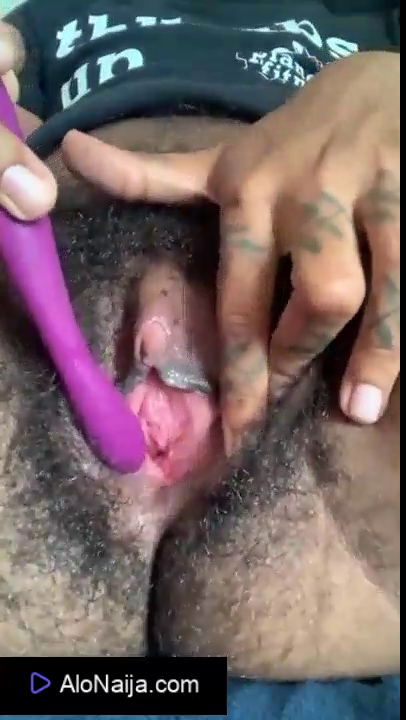 Woman Using Vibrator on Her Hairy Pussy