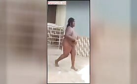 Woman caught cheating and chased outside naked (video)